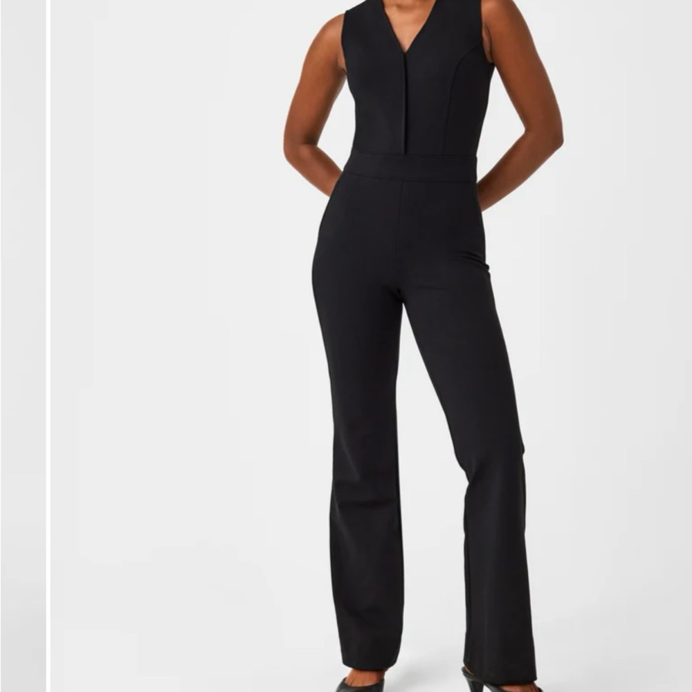SPANX The Perfect Jumpsuit. Black Sleeveless Jumpsuit with V-Neckline. Size XS.